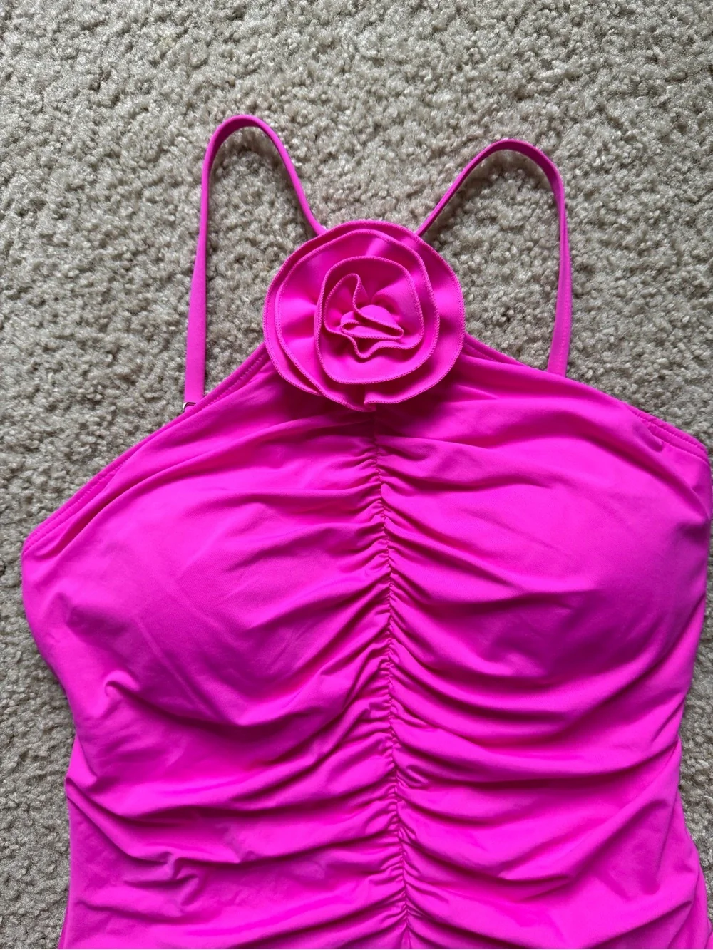NWT Kate Spade High Neck One Piece Swimsuit Sz L Rosette Solids